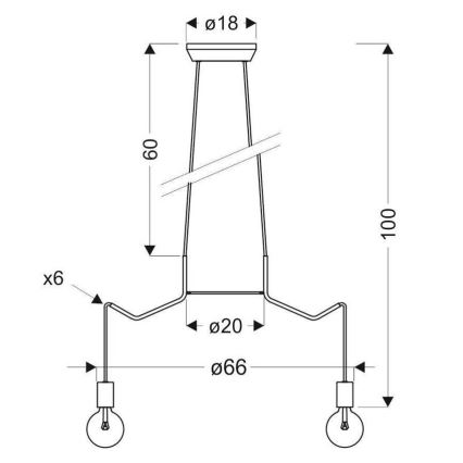 Chandelier on a string BASSO 6xE27/40W/230V white