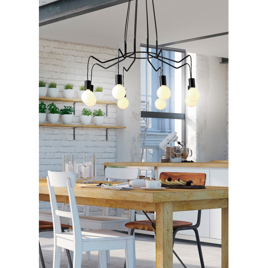 Chandelier on a string BASSO 8xE27/40W/230V black