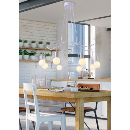 Chandelier on a string BASSO 8xE27/40W/230V white