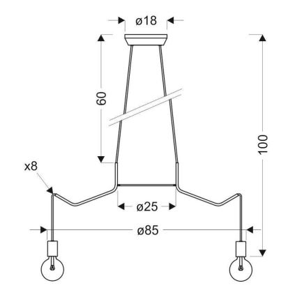 Chandelier on a string BASSO 8xE27/40W/230V white