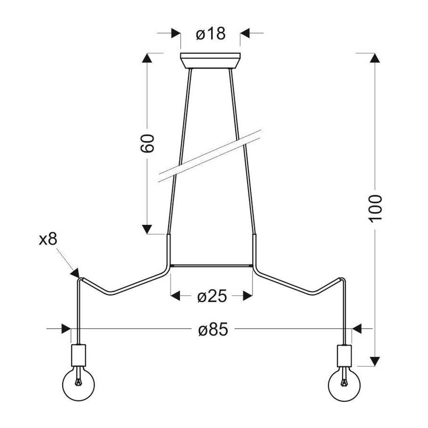 Chandelier on a string BASSO 8xE27/40W/230V white