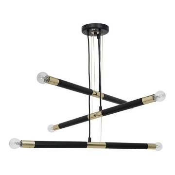 Chandelier on a string BASTONE 6xE14/40W/230V black/golden