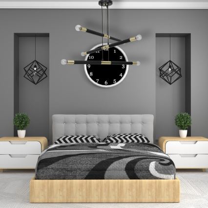 Chandelier on a string BASTONE 6xE14/40W/230V black/golden