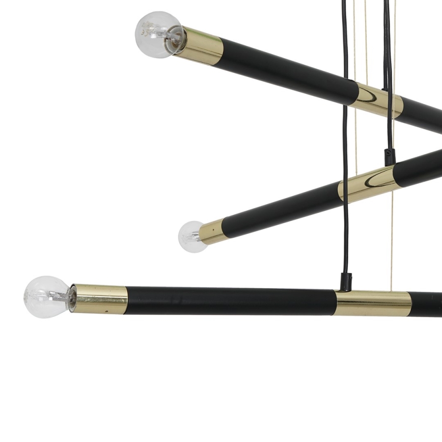 Chandelier on a string BASTONE 6xE14/40W/230V black/golden