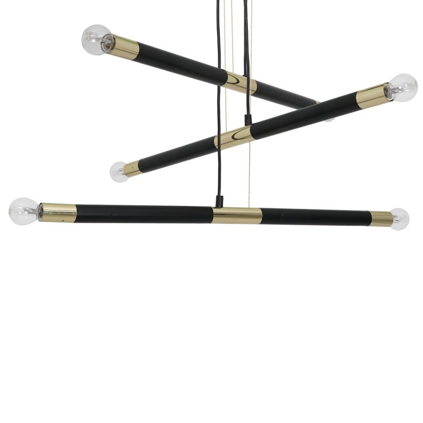 Chandelier on a string BASTONE 6xE14/40W/230V black/golden