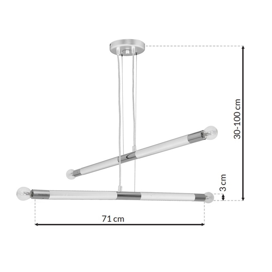 Chandelier on a string BASTONE WHITE 4xE14/40W/230V