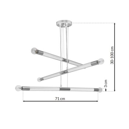 Chandelier on a string BASTONE WHITE 6xE14/40W/230V