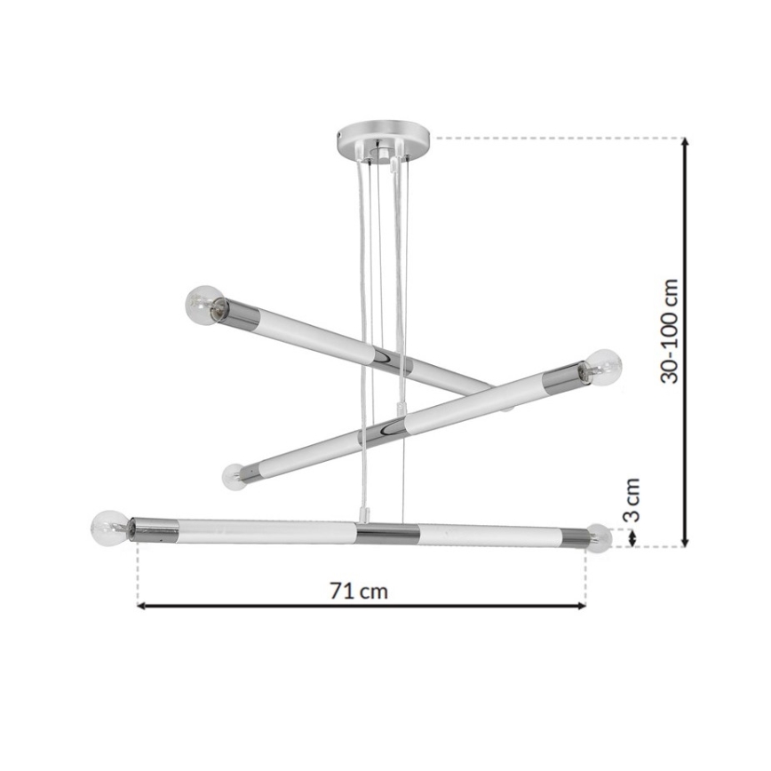 Chandelier on a string BASTONE WHITE 6xE14/40W/230V