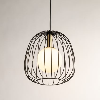 Chandelier on a string BELL 1xG9/12W/230V d. 24 cm black/gold