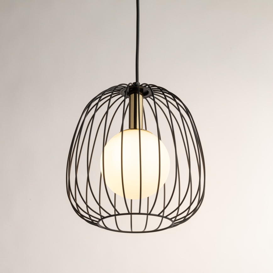 Chandelier on a string BELL 1xG9/12W/230V d. 24 cm black/gold