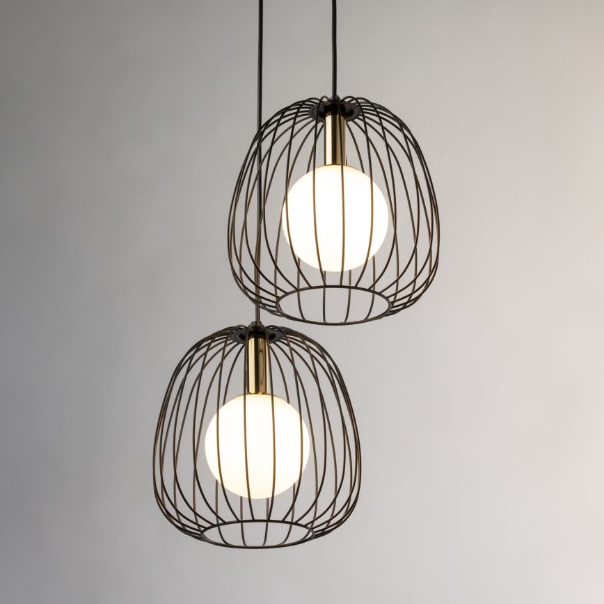 Chandelier on a string BELL 2xG9/12W/230V black/gold