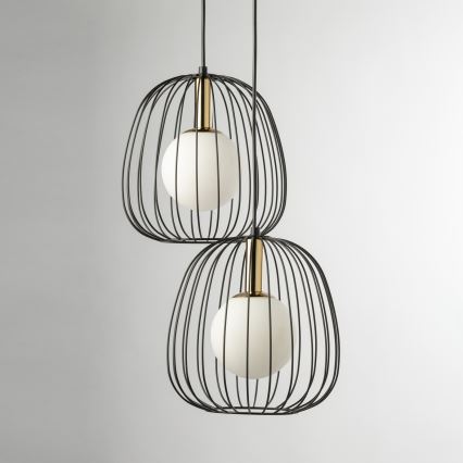 Chandelier on a string BELL 2xG9/12W/230V black/gold