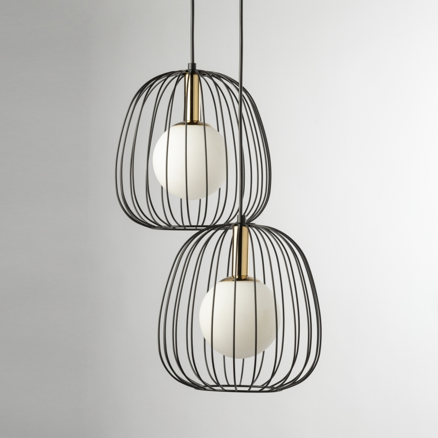 Chandelier on a string BELL 2xG9/12W/230V black/gold
