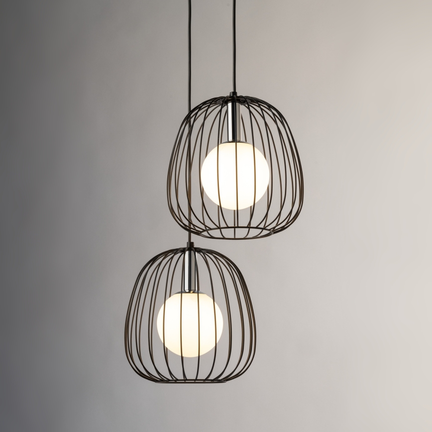 Chandelier on a string BELL 2xG9/12W/230V black/shiny chrome