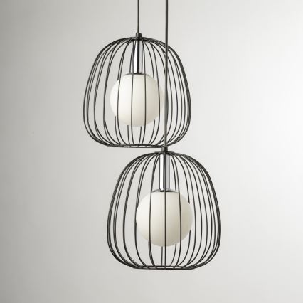 Chandelier on a string BELL 2xG9/12W/230V black/shiny chrome