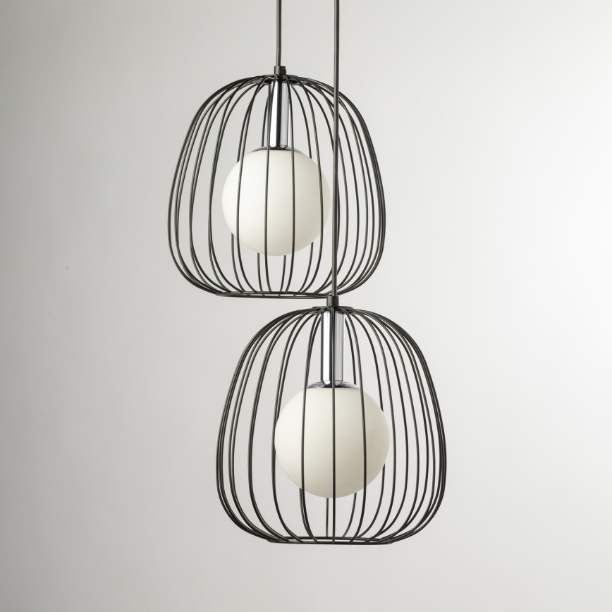Chandelier on a string BELL 2xG9/12W/230V black/shiny chrome