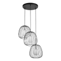 Chandelier on a string BELL 3xG9/12W/230V black/shiny chrome