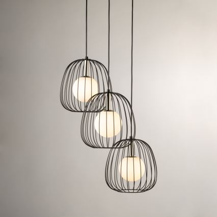Chandelier on a string BELL 3xG9/12W/230V black/shiny chrome