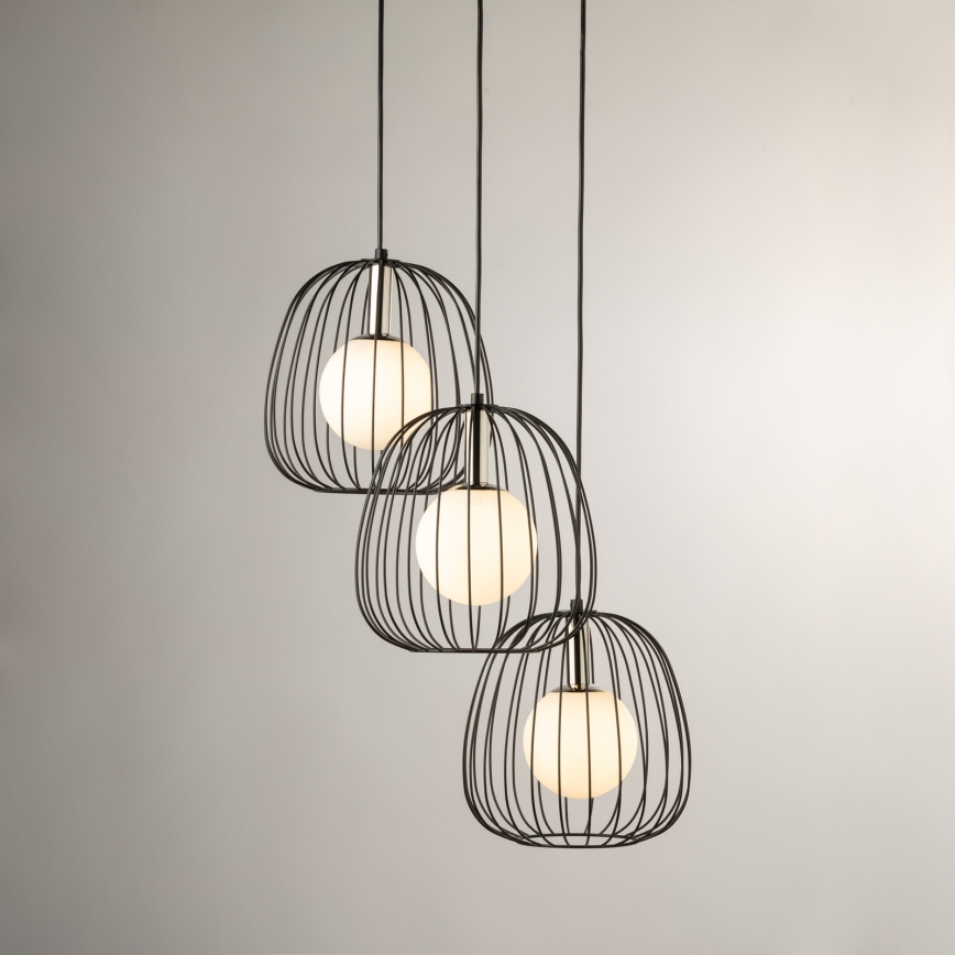 Chandelier on a string BELL 3xG9/12W/230V black/shiny chrome