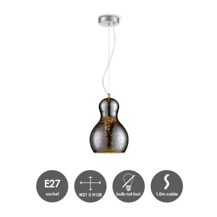 Chandelier on a string BELLO 1xE27/40W/230V d. 21 cm chrome