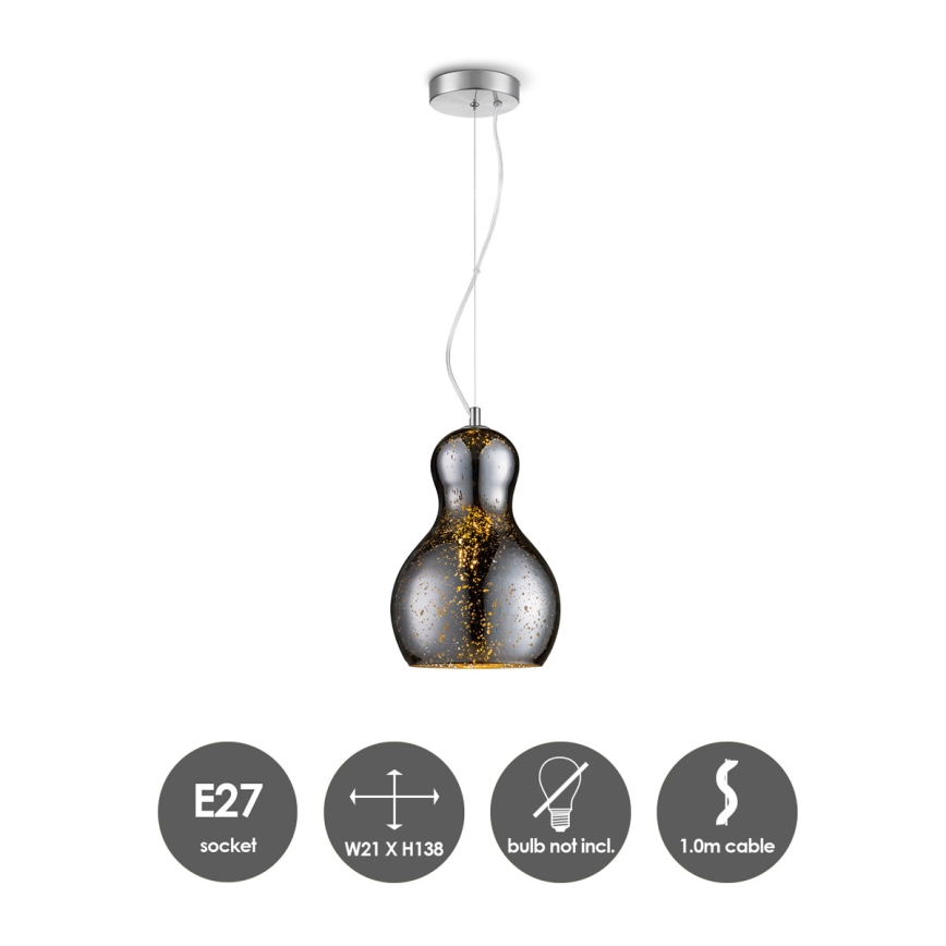 Chandelier on a string BELLO 1xE27/40W/230V d. 21 cm chrome