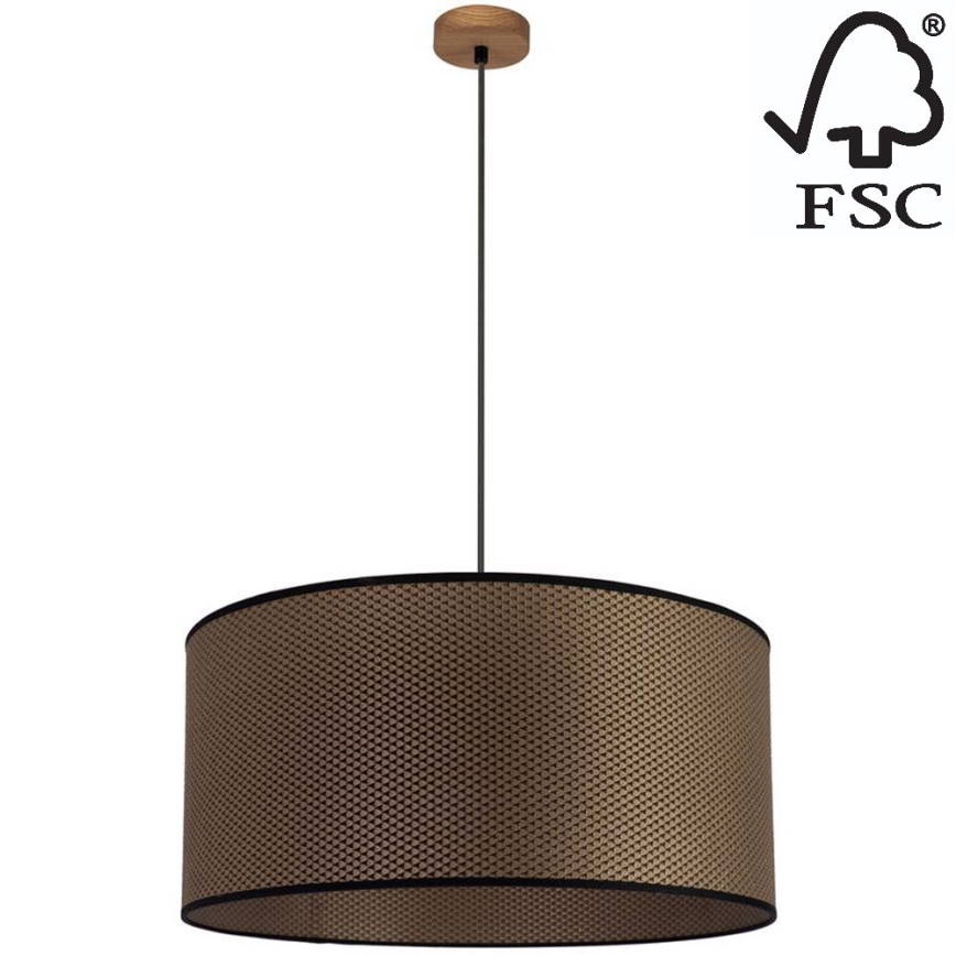 Chandelier on a string BENITA 1xE27/40W/230V brown/oak – FSC certified