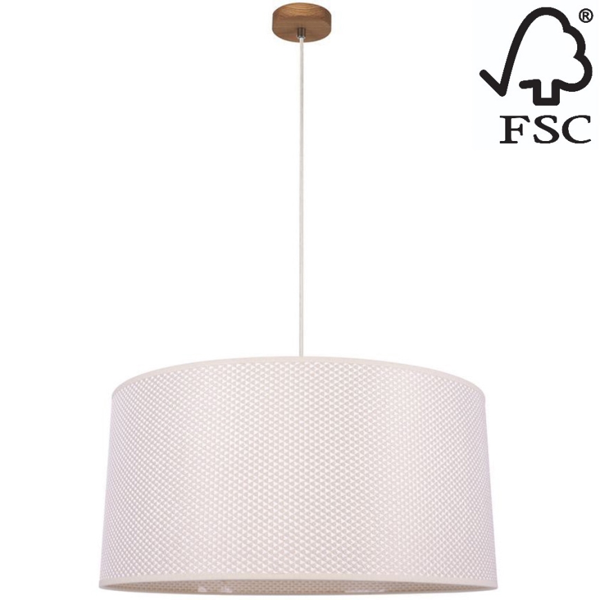 Chandelier on a string BENITA 1xE27/40W/230V creamy/oak – FSC certified
