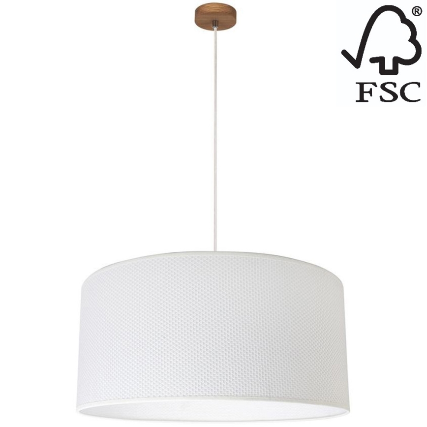 Chandelier on a string BENITA 1xE27/40W/230V white/oak – FSC certified