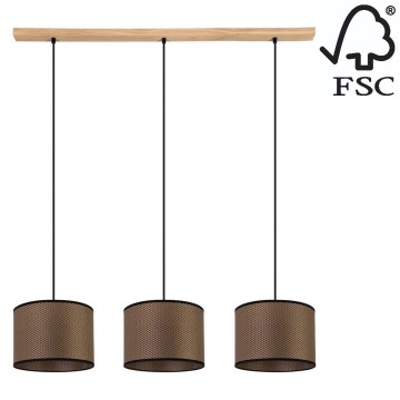 Chandelier on a string BENITA 3xE27/40W/230V brown/oak – FSC certified