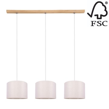 Chandelier on a string BENITA 3xE27/40W/230V creamy/oak – FSC certified
