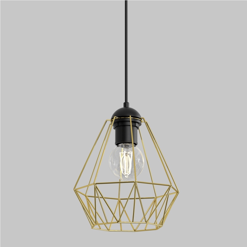 Chandelier on a string BERGEN 1xE27/60W/230V black/golden