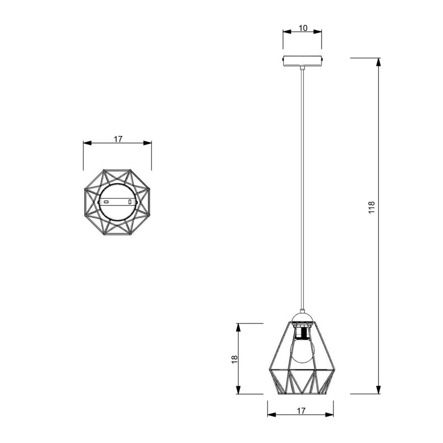 Chandelier on a string BERGEN 1xE27/60W/230V black