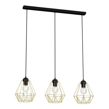 Chandelier on a string BERGEN 3xE27/60W/230V black/gold