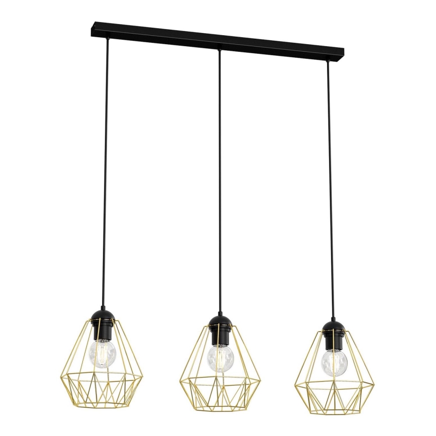 Chandelier on a string BERGEN 3xE27/60W/230V black/gold
