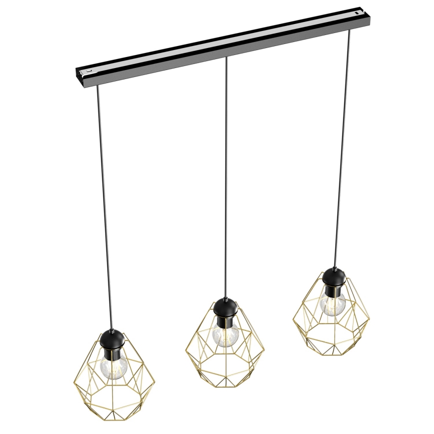 Chandelier on a string BERGEN 3xE27/60W/230V black/gold