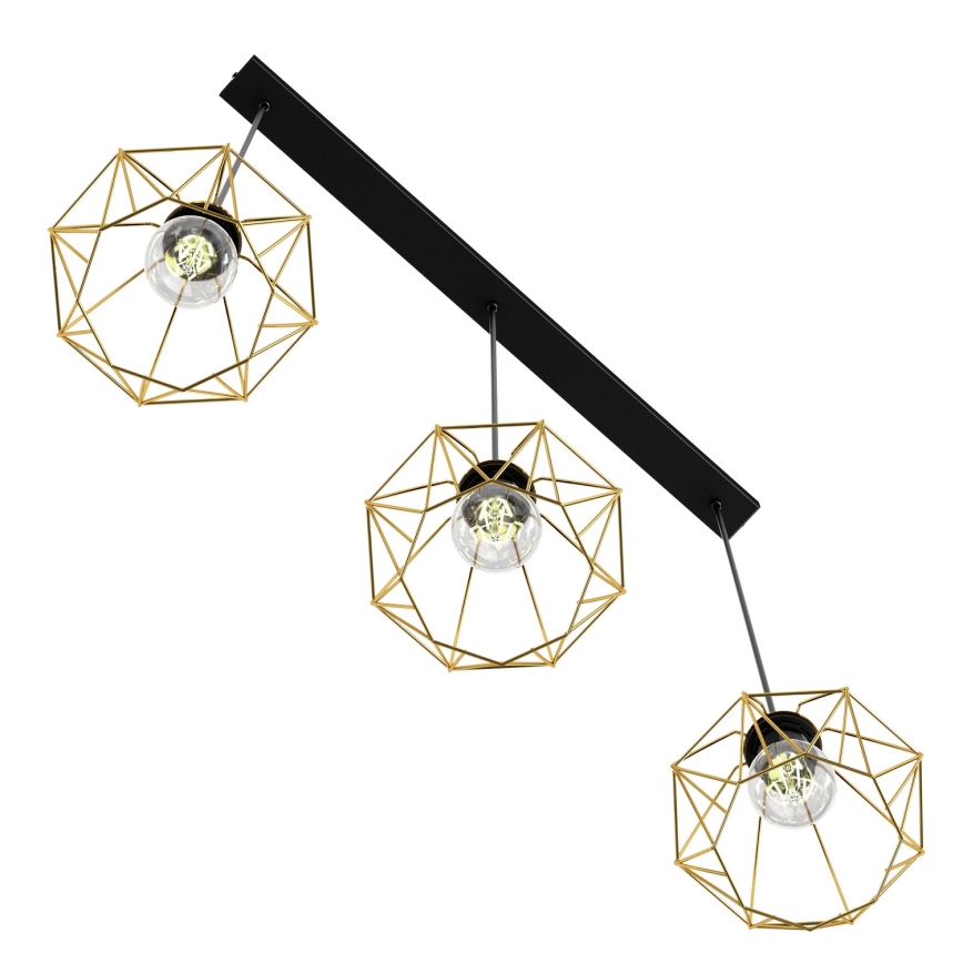 Chandelier on a string BERGEN 3xE27/60W/230V black/gold