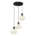 Chandelier on a string BERGEN 3xE27/60W/230V black/gold