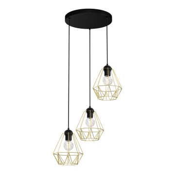 Chandelier on a string BERGEN 3xE27/60W/230V black/gold