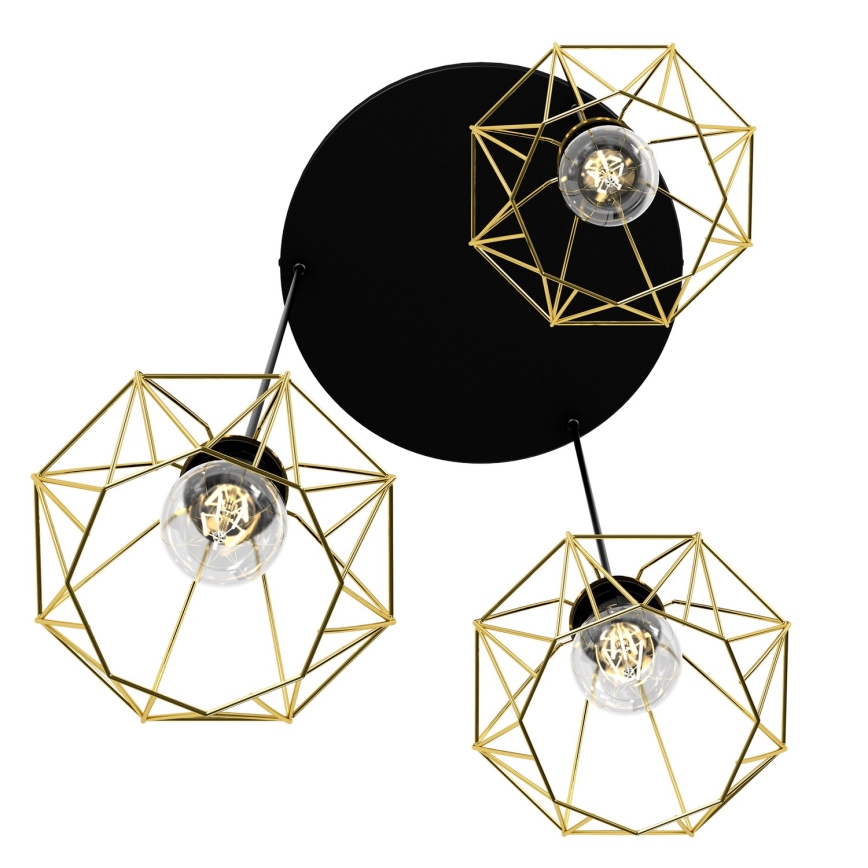 Chandelier on a string BERGEN 3xE27/60W/230V black/gold