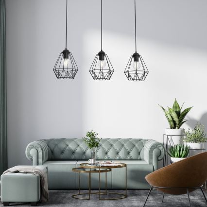 Chandelier on a string BERGEN 3xE27/60W/230V black