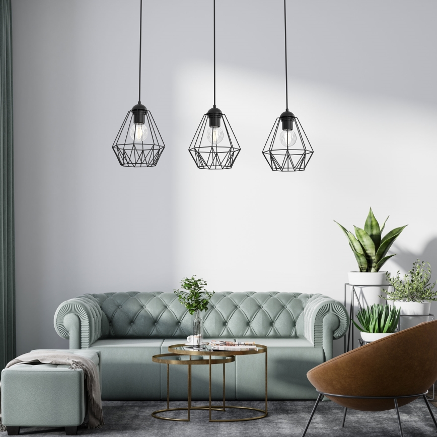 Chandelier on a string BERGEN 3xE27/60W/230V black