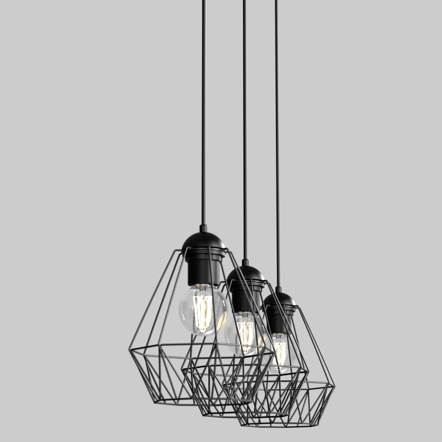 Chandelier on a string BERGEN 3xE27/60W/230V black