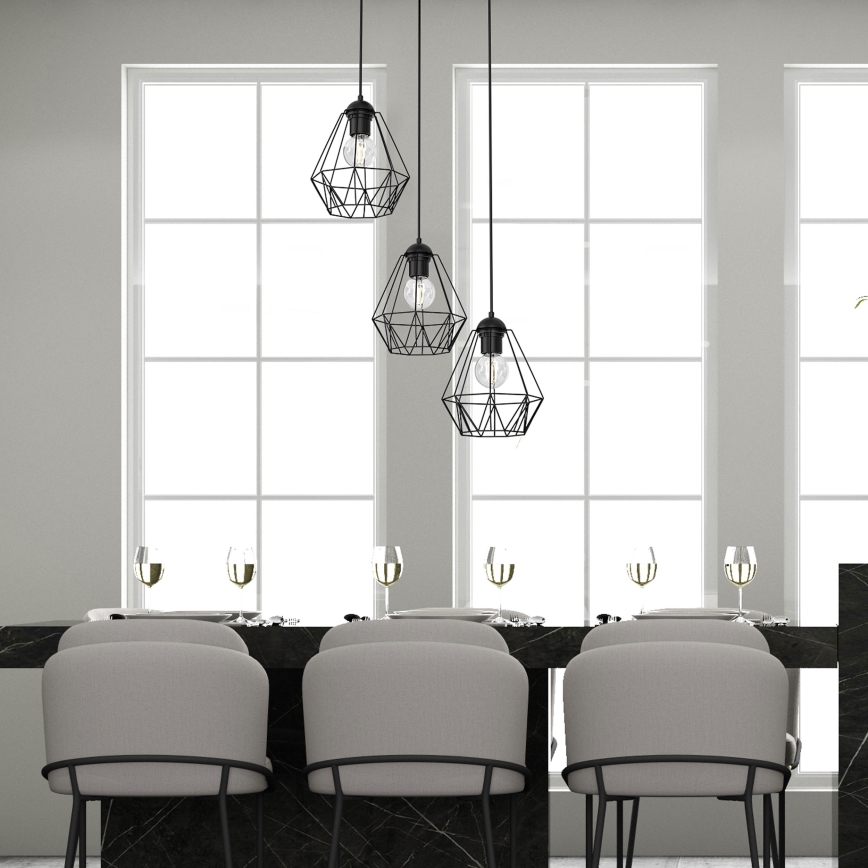 Chandelier on a string BERGEN 3xE27/60W/230V black