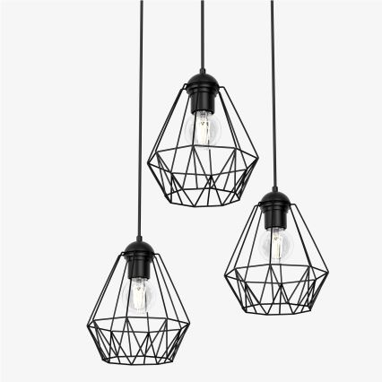 Chandelier on a string BERGEN 3xE27/60W/230V black