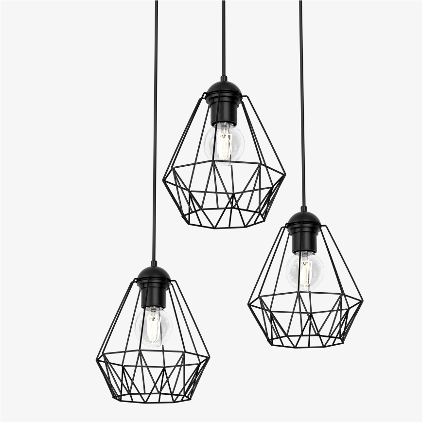 Chandelier on a string BERGEN 3xE27/60W/230V black