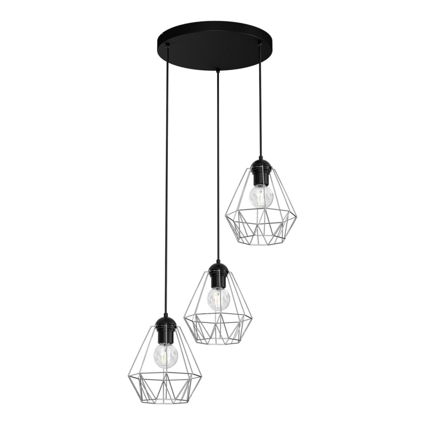 Chandelier on a string BERGEN 3xE27/60W/230V black/shiny chrome