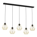 Chandelier on a string BERGEN 5xE27/60W/230V black/gold
