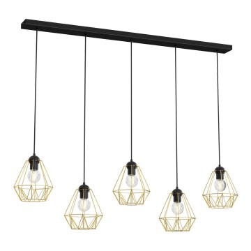 Chandelier on a string BERGEN 5xE27/60W/230V black/gold
