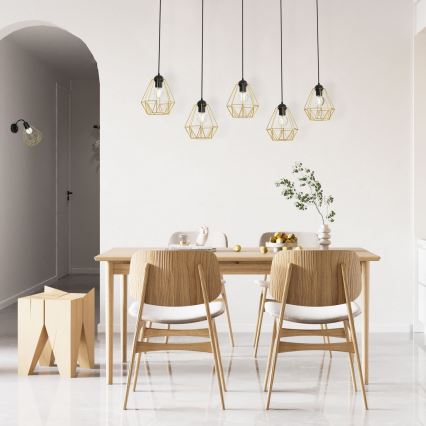 Chandelier on a string BERGEN 5xE27/60W/230V black/gold