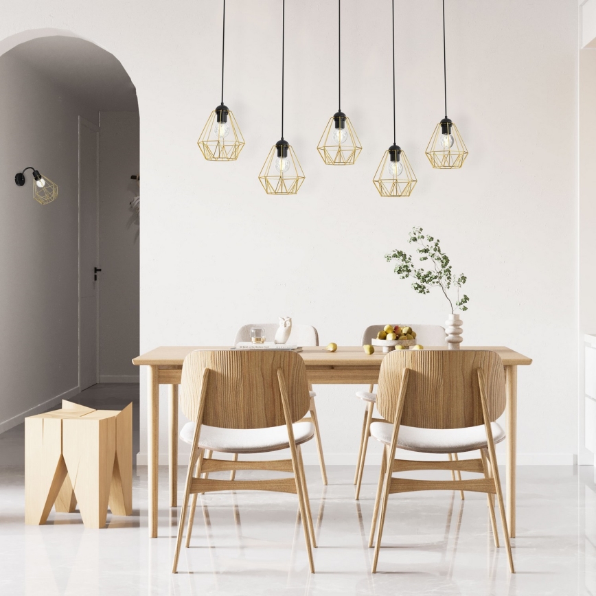 Chandelier on a string BERGEN 5xE27/60W/230V black/gold
